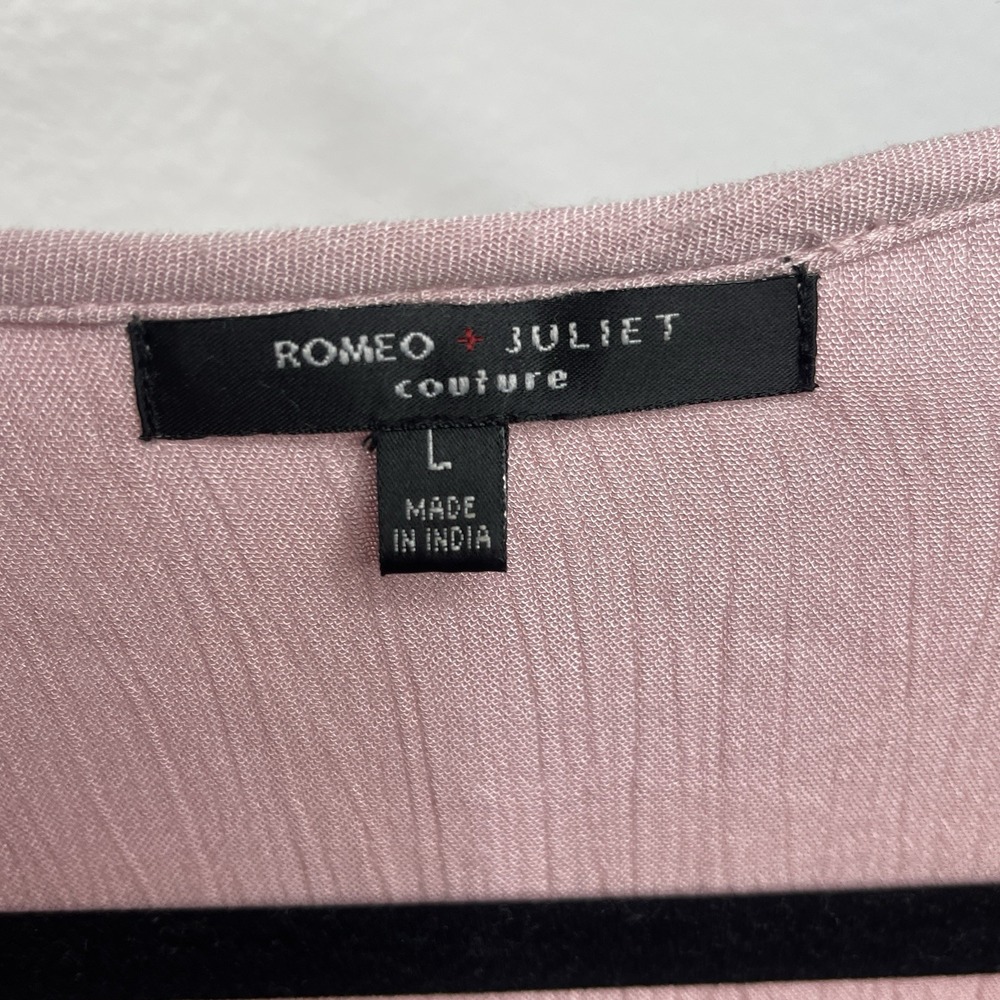 Romeo + Juliet Couture Pink Embroidered Ruffle Kimono Peasant Top Size Large - Picture 13 of 15